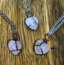 Load image into Gallery viewer, Love - Rose Quartz Heart crystal necklace
